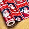 Vintage Christmas Santa Wrapping Paper Roll - 17 Inch X 33 Feet - Reversible Red Festive Season's Greetings Santa Holiday Christmas Gift Wrap Thick Paper for Christmas, Birthday, New Year
